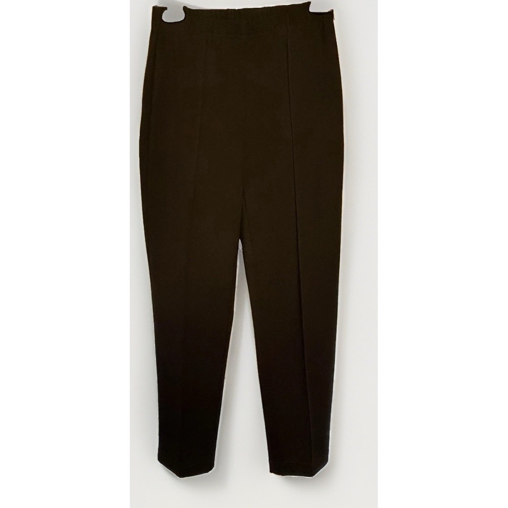 ST. JOHN Pant Black Caviar Women's 2 Stretch Waist Minimalist Pull On Travel Lux